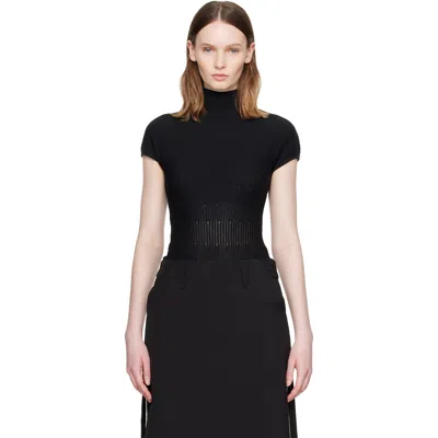 Balmain ブラック High Collar ニット ボディスーツ In Black