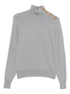 Balmain High-collar Button-detail Sweater Clothing In Gray