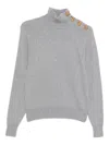 Balmain High-collar Button-detail Sweater Clothing In Gray