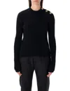Balmain High Collar Ls Btn Gold In Animal Print