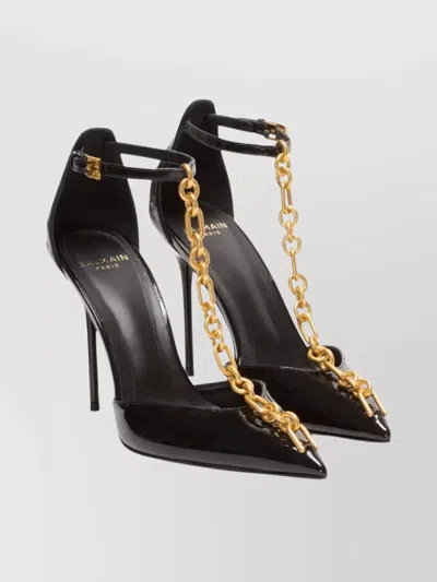 BALMAIN HIGH HEEL CHAIN DETAIL POINTED PUMPS