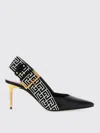 Balmain Ruby Stiletto Slingbacks In Calfskin And Pb Labyrinth Canvas In Weiss