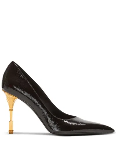 Balmain High-heeled Moneta Patent Leather Pumps In Black