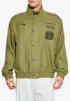 Balmain Khaki Cotton Aviator-style Bomber Jacket In Green