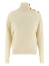 Balmain Cashmere Wool Sweater Sweaters And Cardigans White In Animal Print