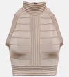 Balmain Seam Detailed Crop Top In Sable