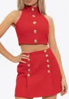 Balmain Wool Crop Top In Red