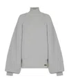 Balmain High-neck Ribbed Knit Jumper In Gray