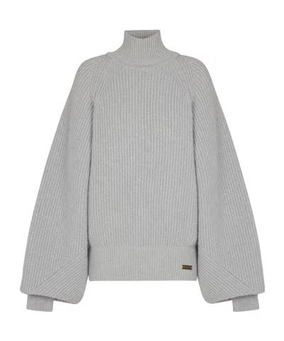 BALMAIN HIGH-NECK RIBBED KNIT JUMPER