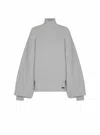 Balmain Oversized Turtleneck Ribbed Knit Sweater In Gray