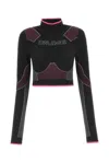 Balmain Multicolor Stretch Nylon Top In Eeh Noir/fuchsia