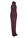Balmain Women High-neck Sequin Dress In Brown