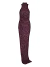 Balmain Women High-neck Sequin Dress In Purple