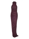 Balmain Long Sleeveless Sequin Dress In Purple