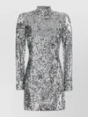 Balmain Sequin-embellished Structured-shoulder Mini Dress In Neutral