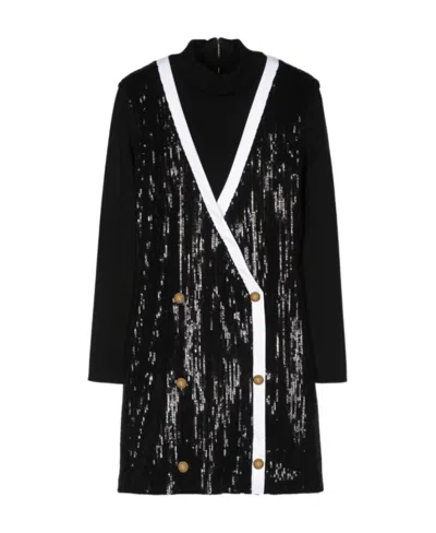 Balmain High-neck Sequinned Dress In Black