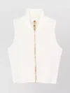 Balmain High Neck Sleeveless Zip Top In White