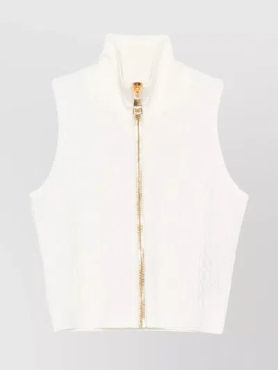 BALMAIN HIGH NECK SLEEVELESS ZIP TOP