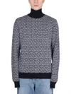 Balmain High-neck Sweater With All-over Monogram Pattern