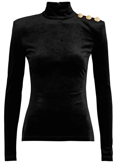 BALMAIN BALMAIN HIGH-NECK VELVET TOP