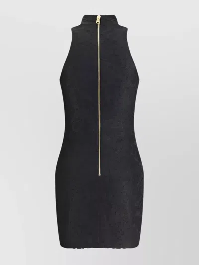 Balmain High Neckline Sleeveless Baroque Dress
