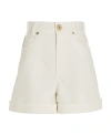 Balmain High-rise Cotton Shorts In White