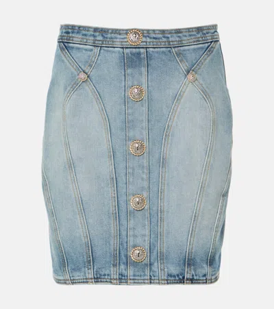 BALMAIN HIGH-RISE DENIM MINISKIRT