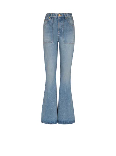 Balmain High-waisted Flared Denim Jeans In Blue