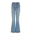 Balmain Flared Cotton Jeans Distressed Finish In Blue