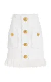 Balmain Eyelash Crop Top With Logoed Buttons In White