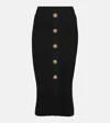 Balmain High-rise Ribbed-knit Midi Skirt In Black