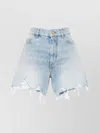 Balmain High-rise Straight Leg Shorts With Ripped Detailing