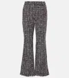 Balmain Mid Rise Tweed Flared Trousers In Black