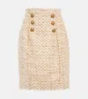 Balmain Women's High Waisted 6 Button Tweed Short Skirt In Multi-beige