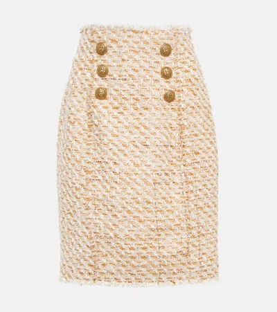 BALMAIN HIGH-RISE TWEED MINISKIRT