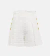 Balmain Button-embellished Frayed Tweed Shorts In Blanc