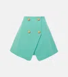 Shop Balmain High-rise Wool Miniskirt In Green