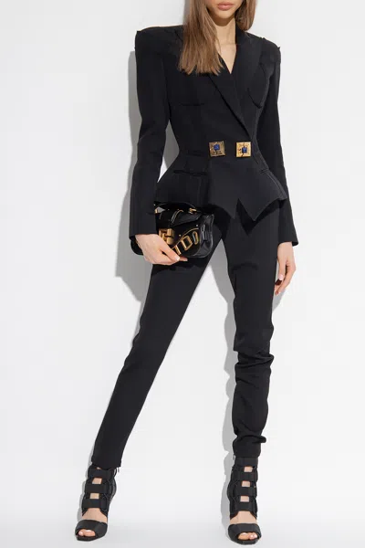 Balmain High-rise Wool Trousers In Black