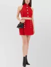 Balmain High Waist A-line Skirt With Button Detailing In Red