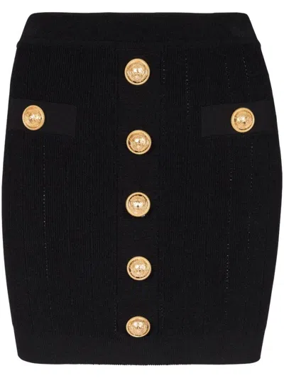 Balmain High Waist Buttoned Mini Skirt