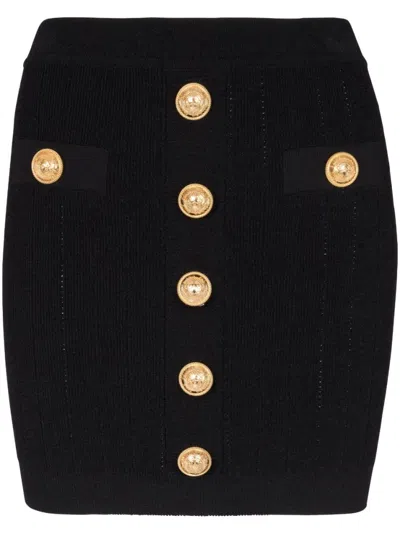 BALMAIN HIGH WAIST BUTTONED MINI SKIRT