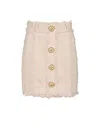 Balmain High-waist Buttoned Tweed Mini Skirt In Gold