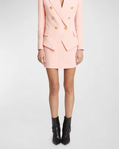Balmain High-waist Crepe Mini Skirt In Salmon