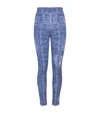 Balmain Jacquard Knit Leggings With Denim Effect In Blue