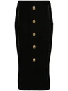 Balmain High Waist Five Button See Through Knit Midi Skirt