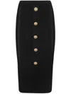 Balmain High Waist Five Button See Through Knit Midi Skirt
