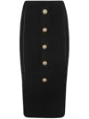 Balmain High Waist Five Button See Through Knit Midi Skirt In Black
