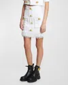 Balmain Eyelash Crop Top With Logoed Buttons In White