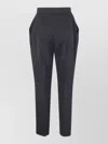 Balmain High Waist Grain De Poudre Trousers In Blue