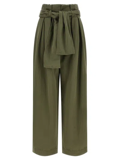 Balmain High Waist Pants In Green